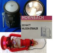 Orig. Bundeswehr Varta Lampe  Baujahr 1963 rote Laterne  u. neuer 500 W Strahler