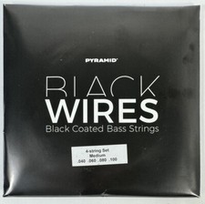 PYRAMID Black Wires Bass 4 Medium Stainless Steel Round Wound Hexagon .040-.100