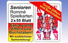 Senioren Romme Spielkarten Extra große Ziffern, Buchstaben, 2x55 Blatt 2er Pack