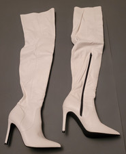 Sexy Overknee Stiefel Reißverschl. Stilettoabs. weiß Gr. 41 -(043)
