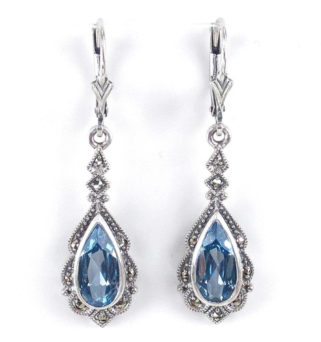 Ohrringe aquamarin farbig - aquamarin, +