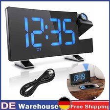 LED FM Radiowecker mit Projektion Digital Funkuhr Dimmbar Tischuhr Alarm USB NEU