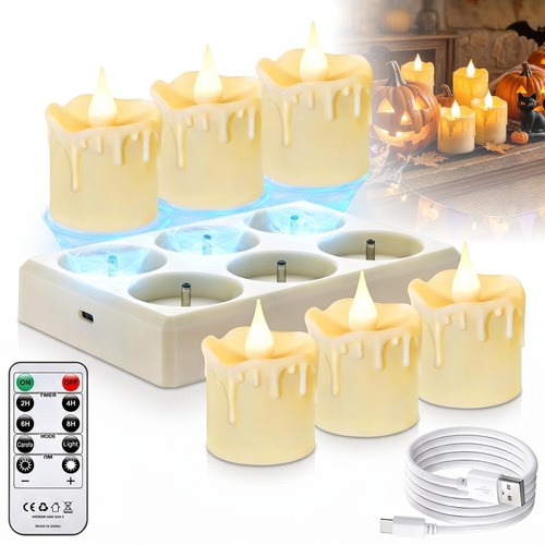 6er set led - led-kerzen, aufladbar