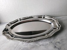 Serviertablett oval Schale Teller groß 46cmx29cm Edelstahl? Metall silberfarbig