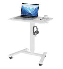 BONTEC 65×45cm Stehpult Höhenverstellbarer Stehtisch 4 Rollen Weiß 15kg Laptop