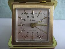 Eloma Reisewecker 2 Jewels rotes Lederetui  funktioniert nachtleuchtend RAR!