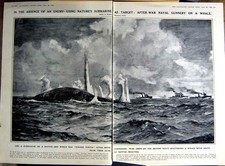 Original alter Vintage Druck 1922 Marine Schiffe Kriegswal Marseille Frankreich Berlin