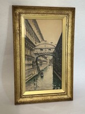 Original-Aquarell Antonio Guidotti (1881-1958) Seufzerbrücke Venedig Gondolieri