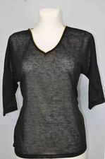 Halbarm Netz-Shirt Gr. 42 Schwarz Gold Damenshirt Top Bluse Tunika Oberteil Neu