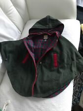 trachten mantel Poncho mit Kaputze Baby 92 rarität gebr grün , InneRot karriert