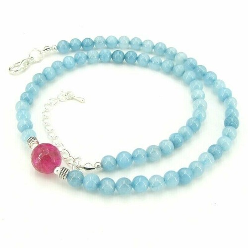 Aquamarin kette mit rot - aquamarin-kette,