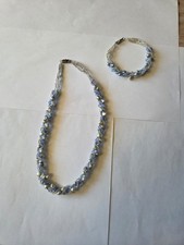 Set Perlenkette Armband Blau