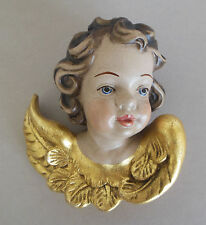 Putte Engelskopf 10 cm hoch zum Hängen Holz Antikfassung Farbfehler Nr. 3