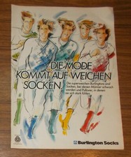 Seltene Werbung vintage BURLINGTON SOCKS Die Mode kommt auf weichen Socken 1983