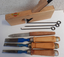 Tischlerwerkzeug -  Stechbeitel Schmalkalden, Hobel HOWAL 3cm, Haken - gebraucht