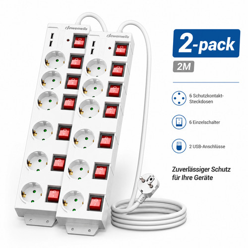 2st steckdosenleiste einzeln - 2st,