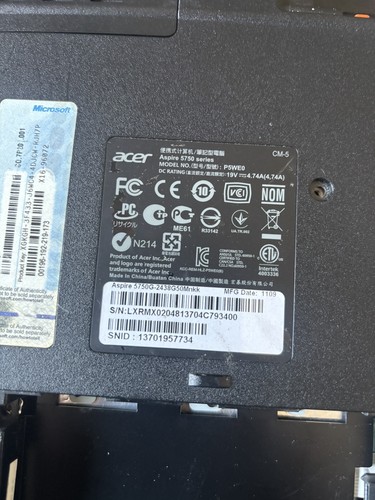 Acer aspire 5750 series - g,