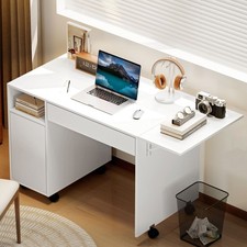 HOMCOM Rollbarer Computertisch klappbarer Schreibtisch mit Schrank und Schublade