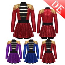 Kinder Mädchen Zirkus Kostüm Halloween Langarm Pailletten Zirkusdirektorin Kleid