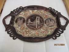 SERVIERTABLETT AUS KUPFER MIT GRAVUR Handgefertigt RARITÄT 47x31 cm