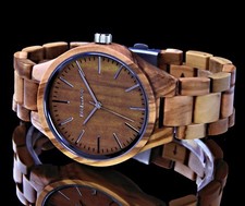 Excellanc Herren Armband Uhr helles Braun Men Wood Watch Oliven Holz