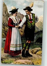 39880386 - Serie Schuhplattler Zieher, Ottmar Dirndl Schultertuch Hut mit Feder