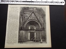 1880er Original Vintage Druck Western Doorway of Orvieto Cathedral, Italien