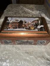 Große alte Lebkuchen Blechdose von E.Otto Schmidt aus Nürnberg, kleine Truhe. We