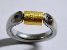 Tipit S - massive eismattierte Sterlingsilberwalze / 22kt gelbgoldplattiert