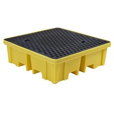 PE Auffangwanne mit PE-Gitterrost / gelb / Ausführung wählbar