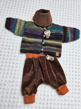 3teiliges Set ca. Gr. 50/56 Strickjacke+Baby Mitwachshose+Halstuch/Geschenkidee
