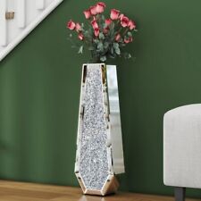 Große Bodenvase aus Glas Silber Schlank für Deko Pampasgras Trockenblumen Zweige