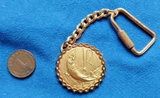 Goldfarbener Schlüsselanhänger -  Russisch  - Vintage  - Angeln - Fisch