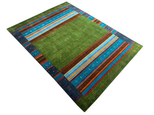 Wollteppich 250x350 grün - grün, bunt