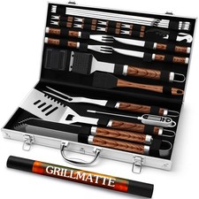 26 Stücke Edelstahl Grillzubehör Set Hochwertiger BBQ Grillbesteck Koffer