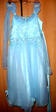 Edles Fest Kleider Kürkleid Perlen Pailletten Tanzkleid Ballettkleid Türkis 5-8J