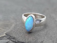 Opal Ring 925 Silber Navette