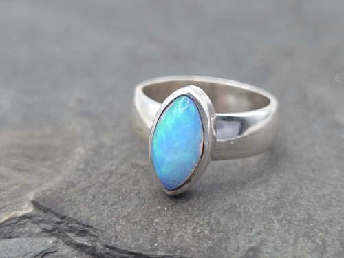 Opal ring 925 silber navette - 925,
