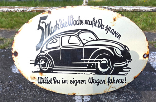 Top emailleschild fünf mark - emailleschild,