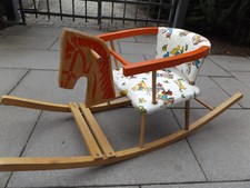 Schaukelpferd aus den 50er Jahren Holz mit Polster Sitz ***Schöne Erhaltung***