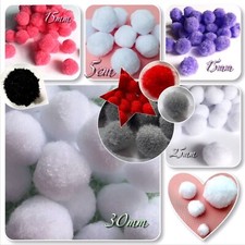 Pompons Watte Bommel XL Schnee Bälle 1,5-5cm Filzkugeln zum Nähen Basteln Weiß