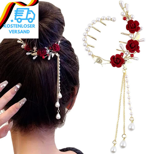 Perle rose haarklammer quaste - perle,