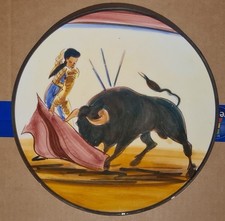 Deko Teller Porzellan mit Torero Stierkämpfer & Stier zum aufhängen, gebraucht