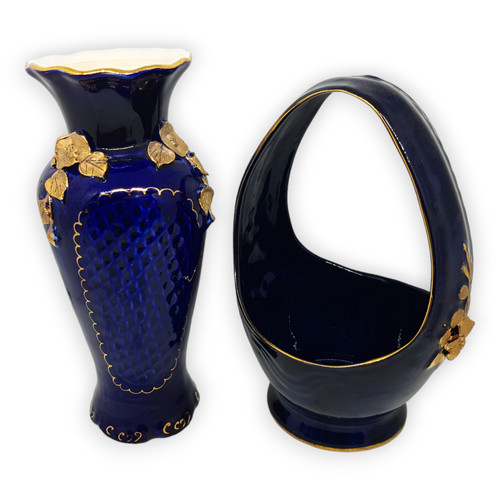 Kobalt vase korb henkelkorb - vase,