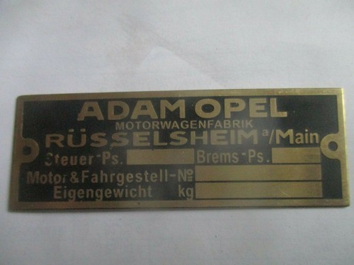 Typenschild opel oldtimer - typenschild,