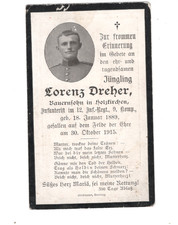 Sterbebild ,WK1 Inf.-Regt. 12