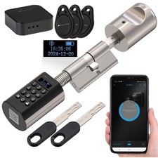 VisorTech Elektronischer Tür-Schließzylinder mit Display, Code, Transponder +GW