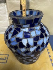 Vase Mosaik weiß blau