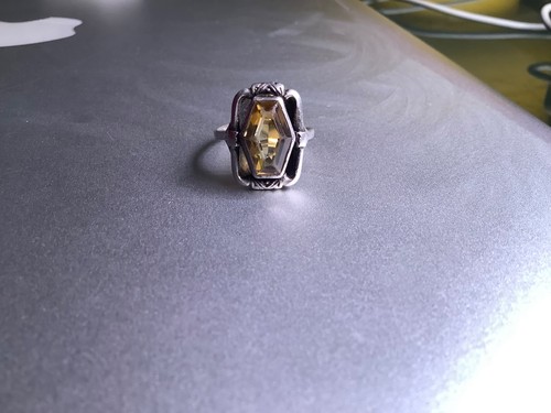 Antiker silber ring mit gelbem - ring,