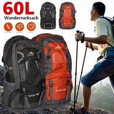 60L Rucksack Wasserdicht Wanderrucksack Trekking Reiserucksack Herren&Damen Groß